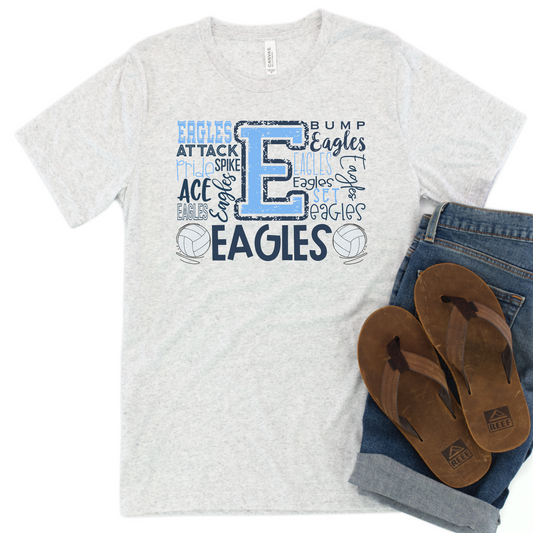 Sublimated Eagles Volleyball Typography on Bella Canvas Tee